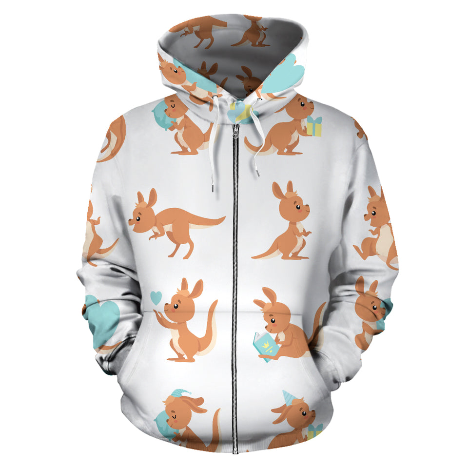 Cute Kangaroo Pattern Zip Up Hoodie