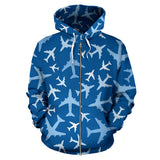 Airplane Pattern In The Sky Zip Up Hoodie