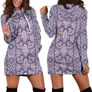 Indian Batik Style Pattern Women'S Hoodie Dress