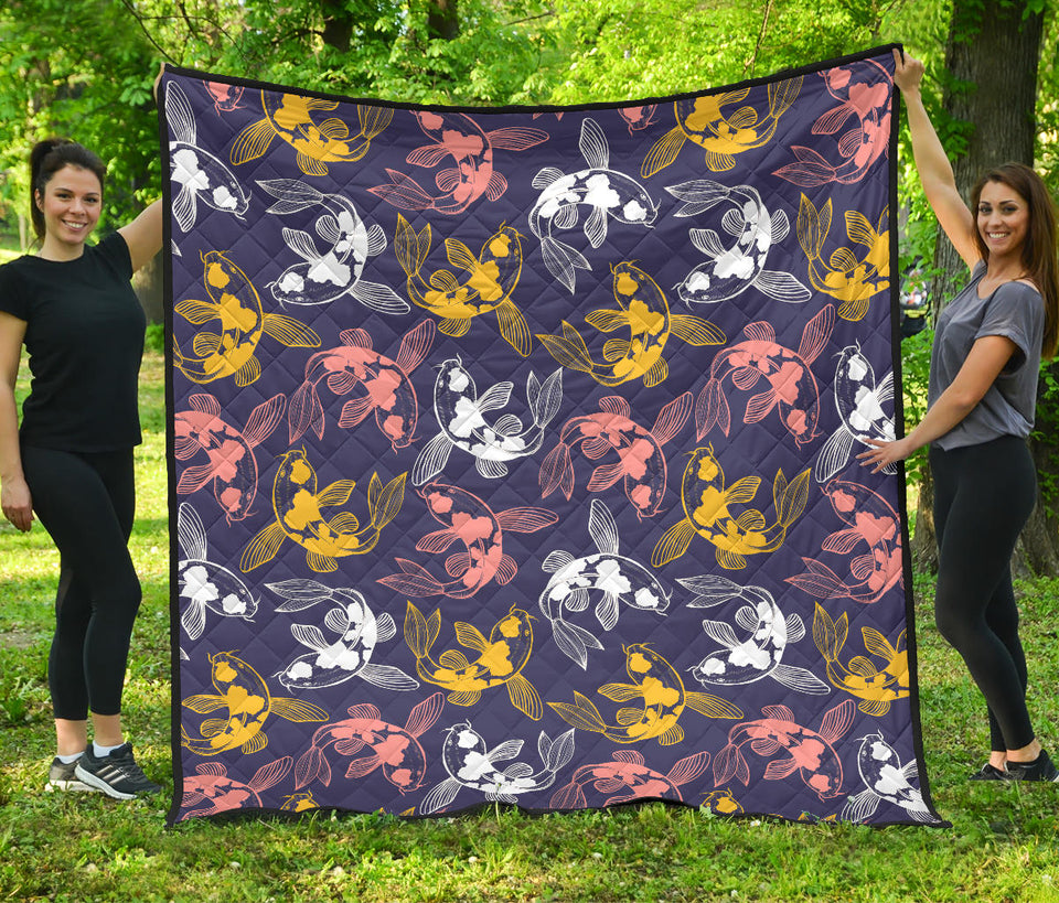 Koi Fish Carp Fish Pattern Premium Quilt
