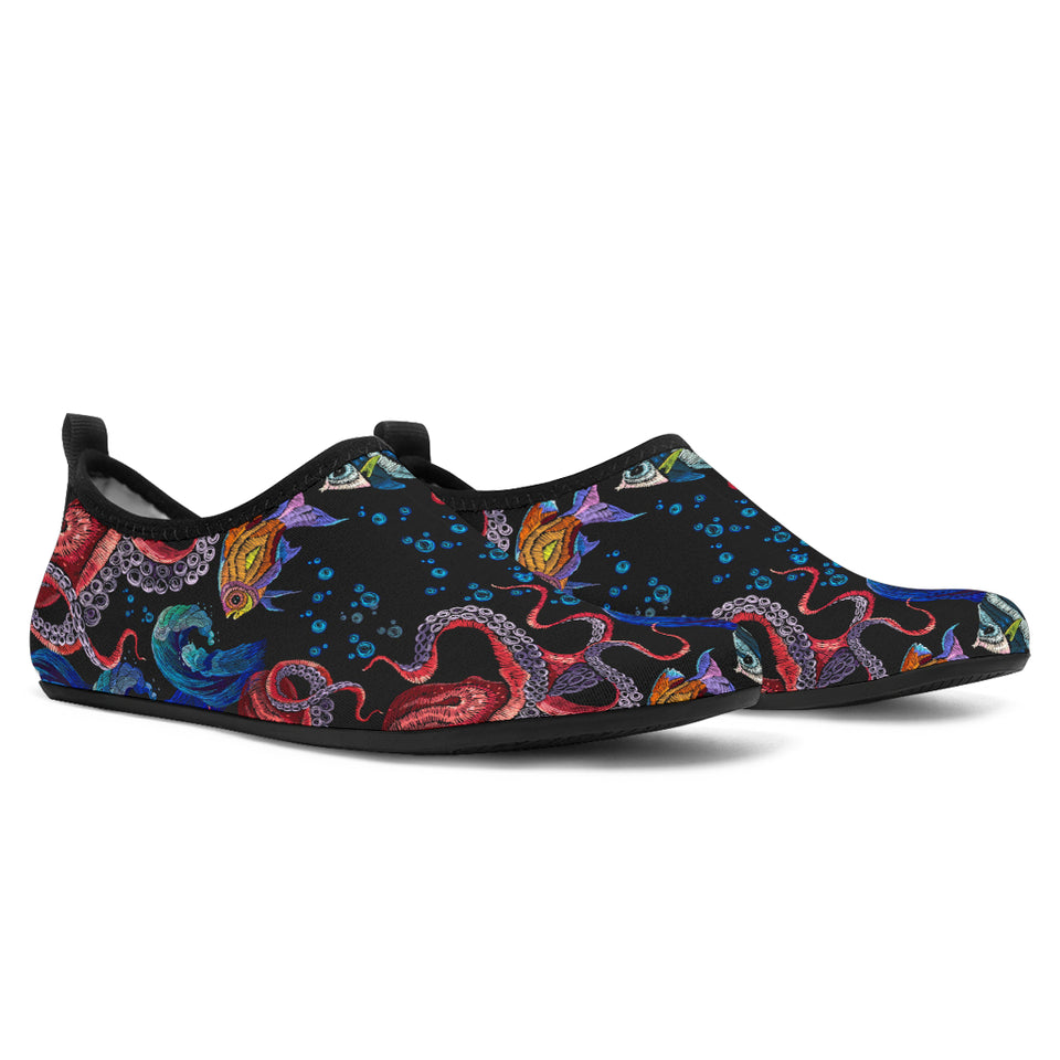 Octopus Sea Wave Tropical Fishe Pattern Aqua Shoes