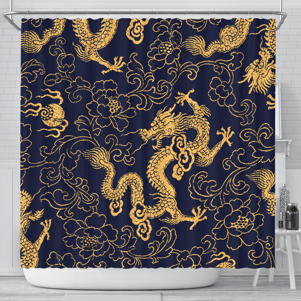 Gold Dragon Pattern Shower Curtain Fulfilled In US