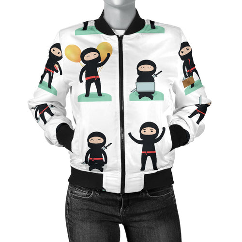 Cute Ninja Katana Sword Pattern Women'S Bomber Jacket