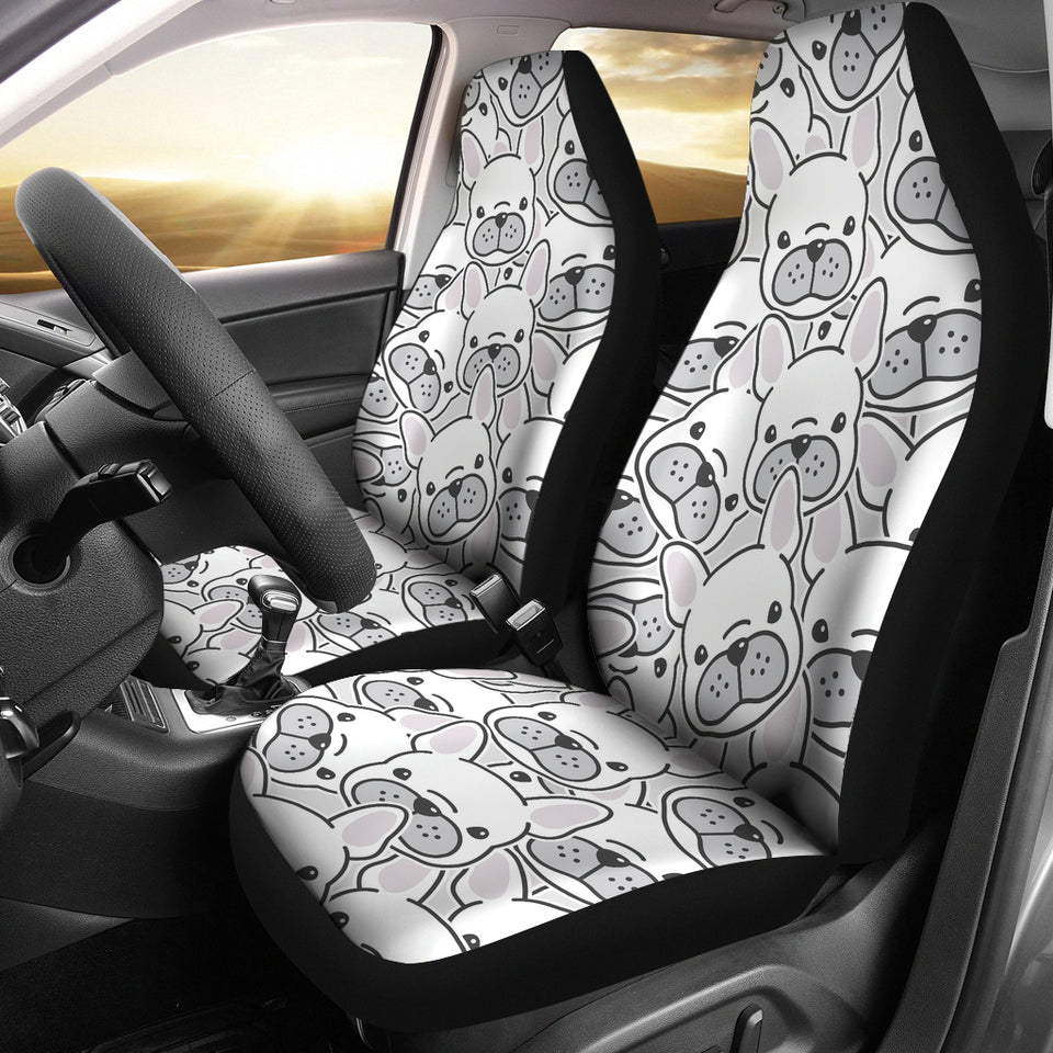 Cute French Bulldog Head Pattern Universal Fit Car Seat Covers