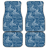 Hand Drawn Sailboat Pattern Front And Back Car Mats