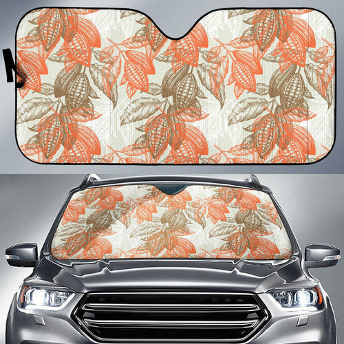 Cocoa Beans Cocoa Tree Pattern Car Sun Shade