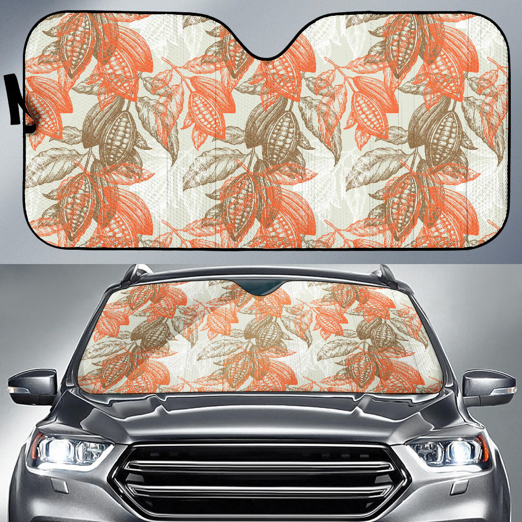 Cocoa Beans Cocoa Tree Pattern Car Sun Shade