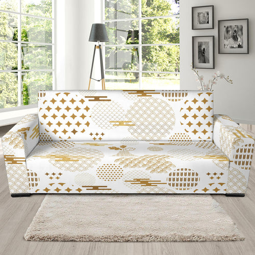 Beautiful Gold Japanese Pattern Sofa Slipcover