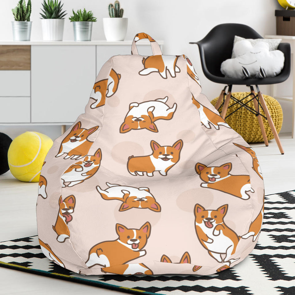 Cute Corgis Pattern Pink Background Bean Bag Cover