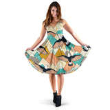 Eagle Pattern Print Design 02 Sleeveless Midi Dress