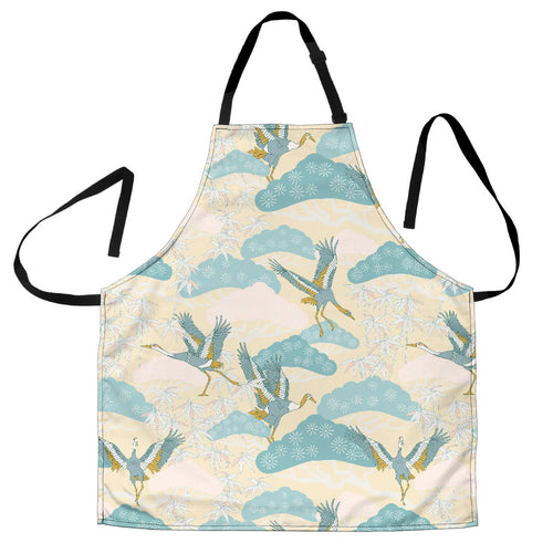Bonsai Bamboo Stork Japanese Pattern Cream Theme Adjustable Apron