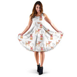 Chihuahua Bone Paw Pattern Sleeveless Midi Dress