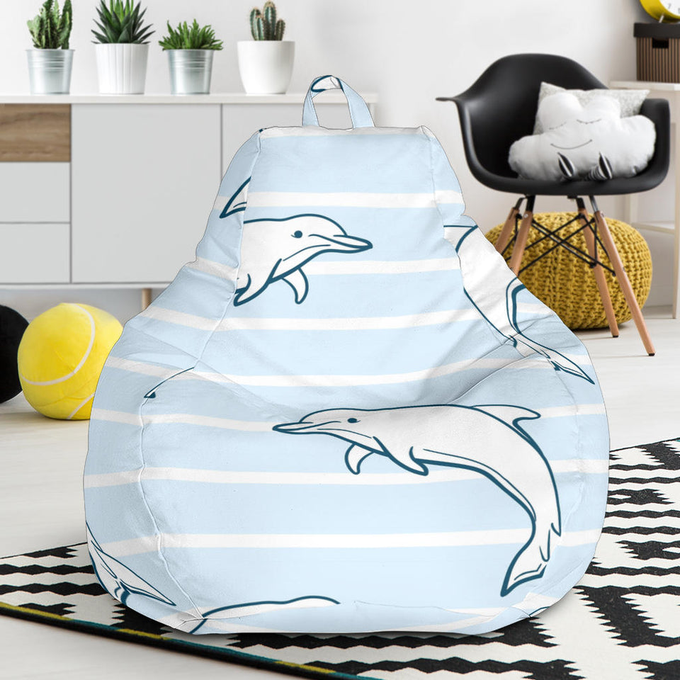 Dolphin Blue Striped Background Bean Bag Cover