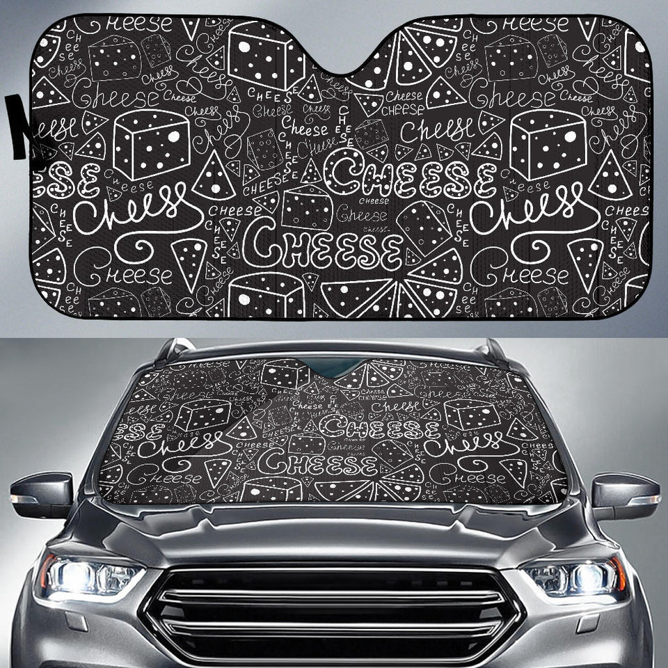 Handwritten Cheese Pattern Car Sun Shade