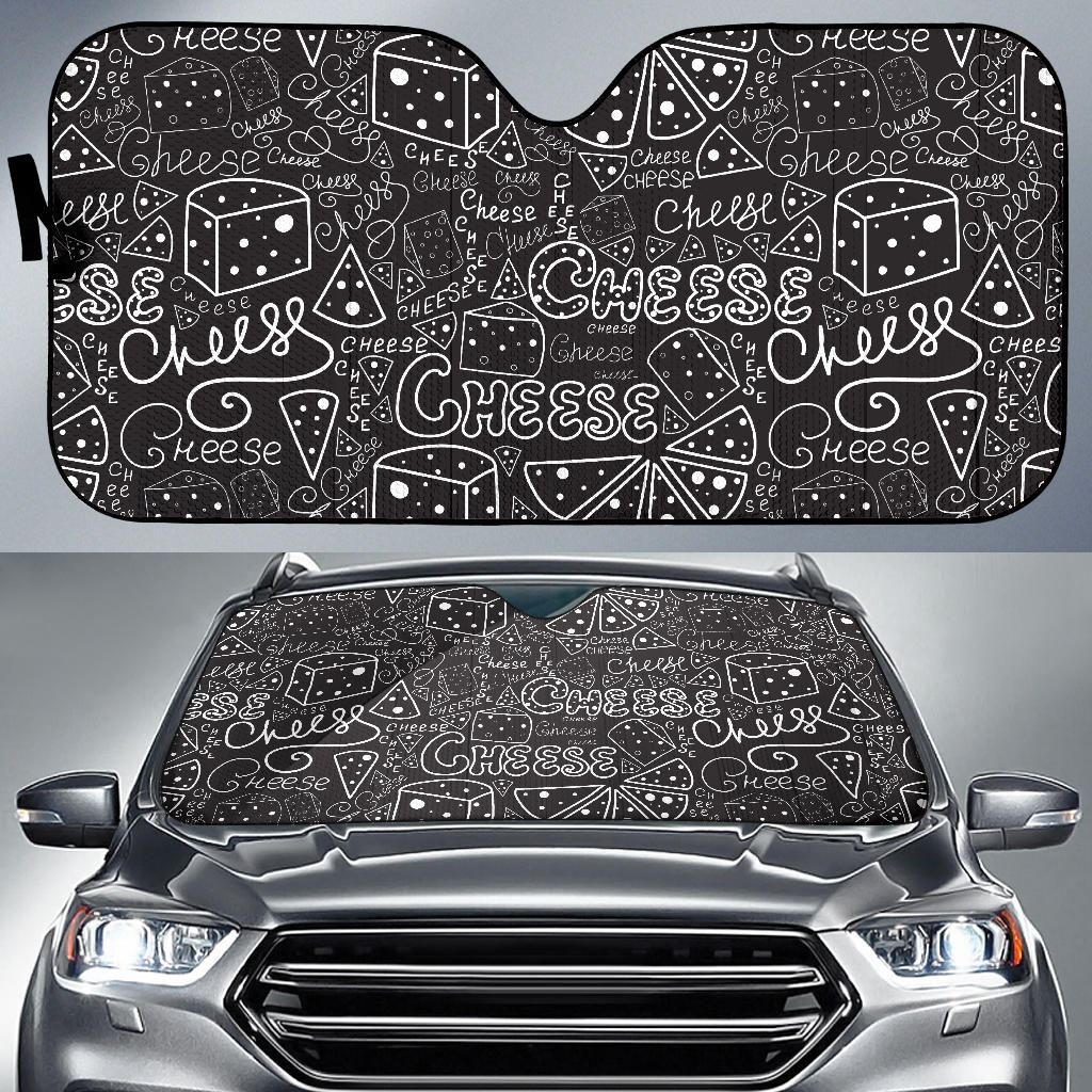 Handwritten Cheese Pattern Car Sun Shade