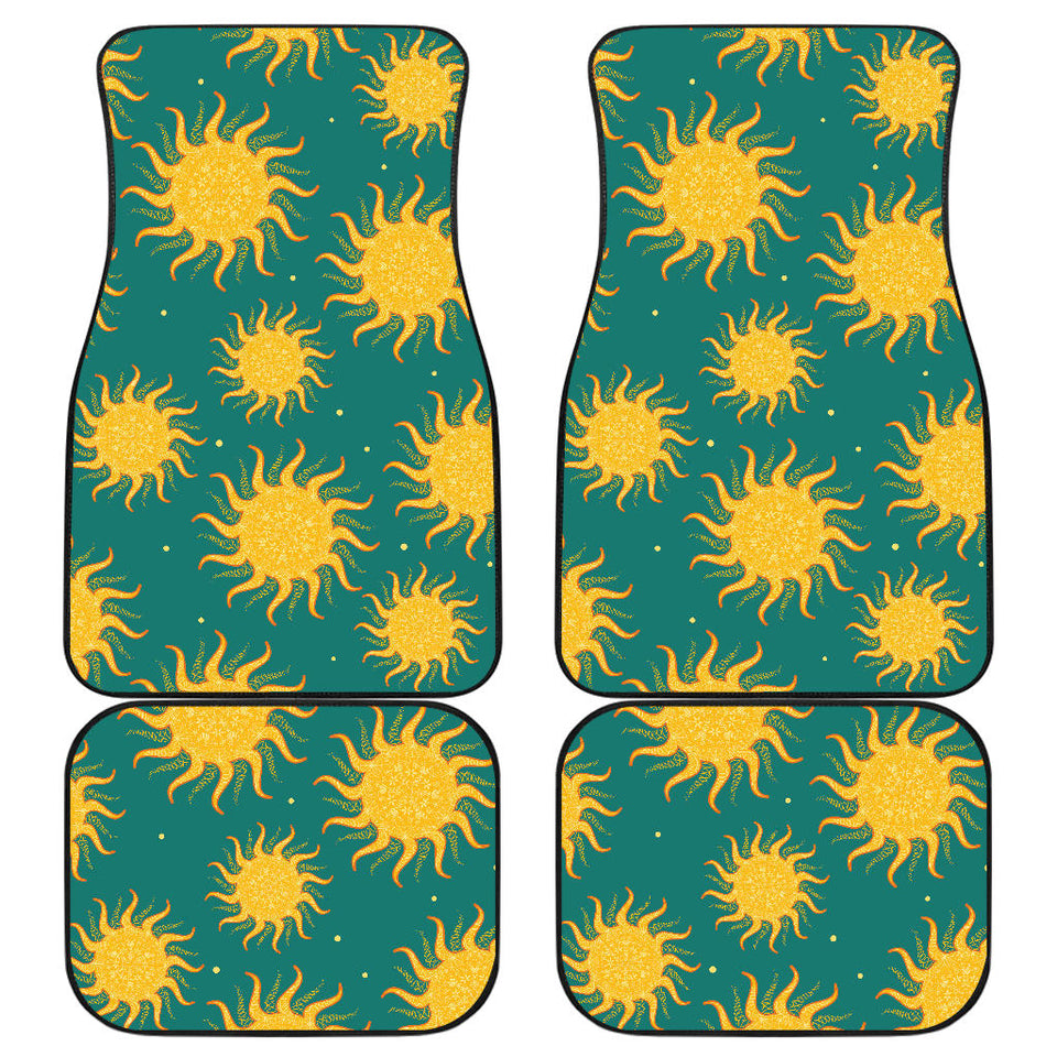 Sun Green Background Front And Back Car Mats