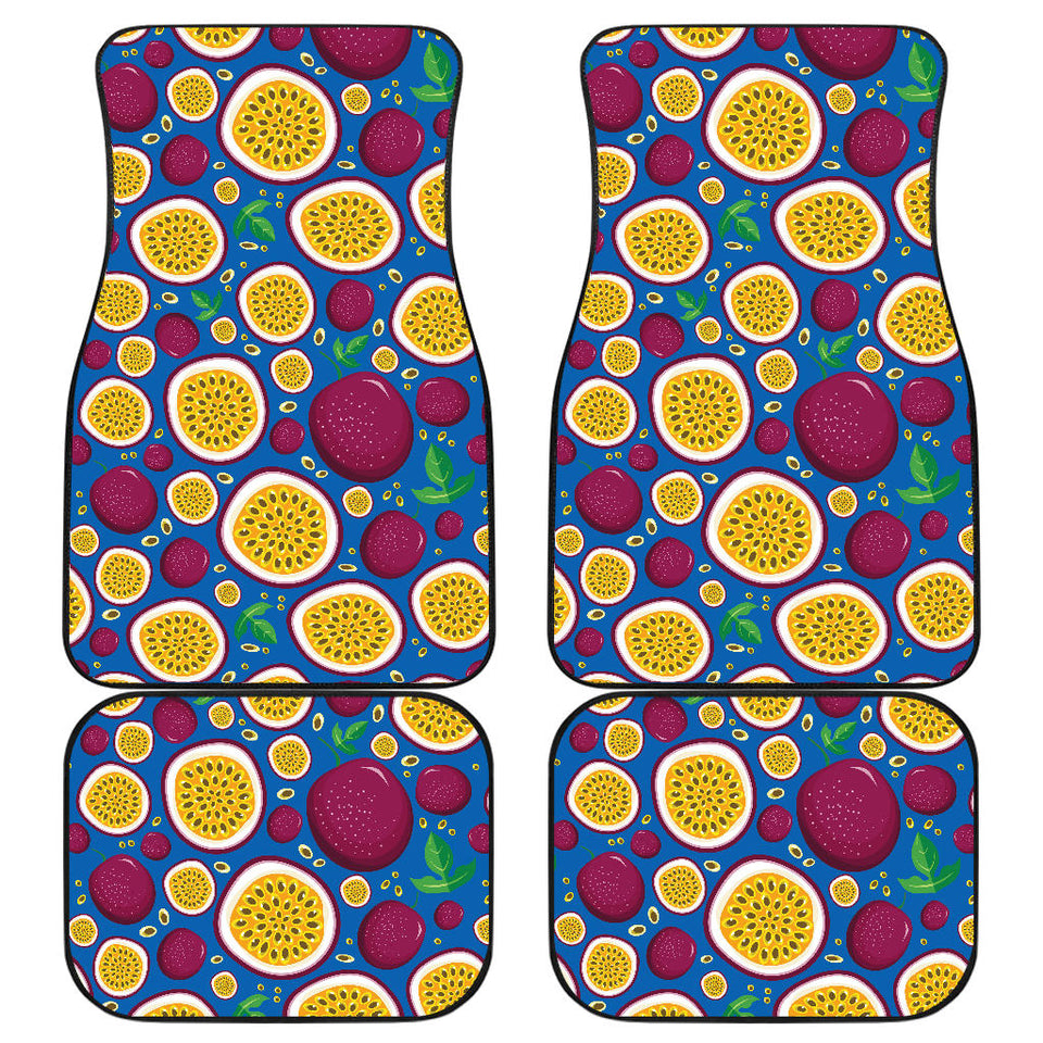 Passion Fruit Blue Background Front And Back Car Mats