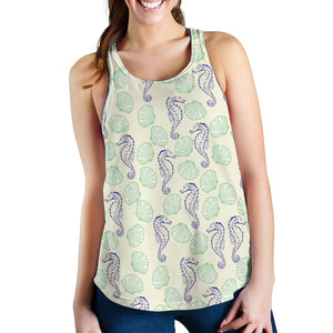 Seahorse shell pattern Women Racerback Tank Top