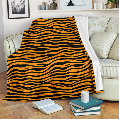 Bengal Tigers Skin Print Pattern Background Premium Blanket