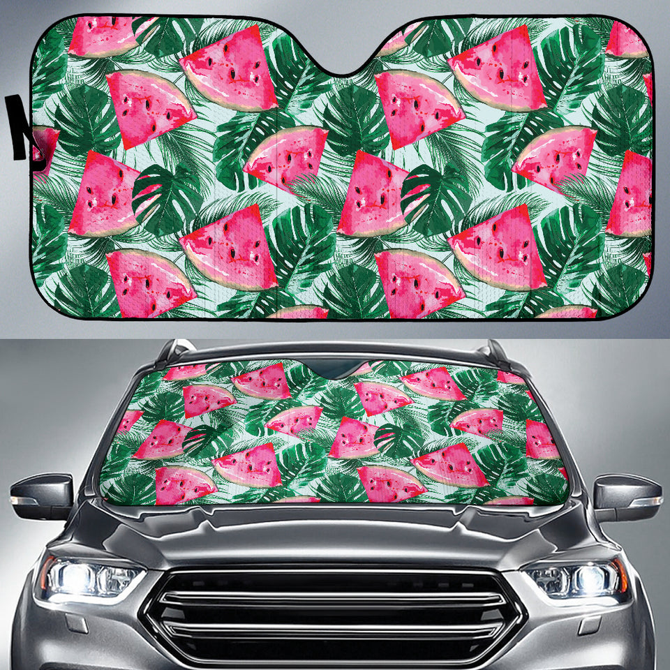 Watermelons Tropical Palm Leaves Pattern Car Sun Shade