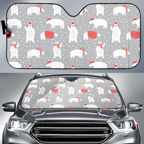 Cute Polar Bear Christmas Snow Pattern Car Sun Shade