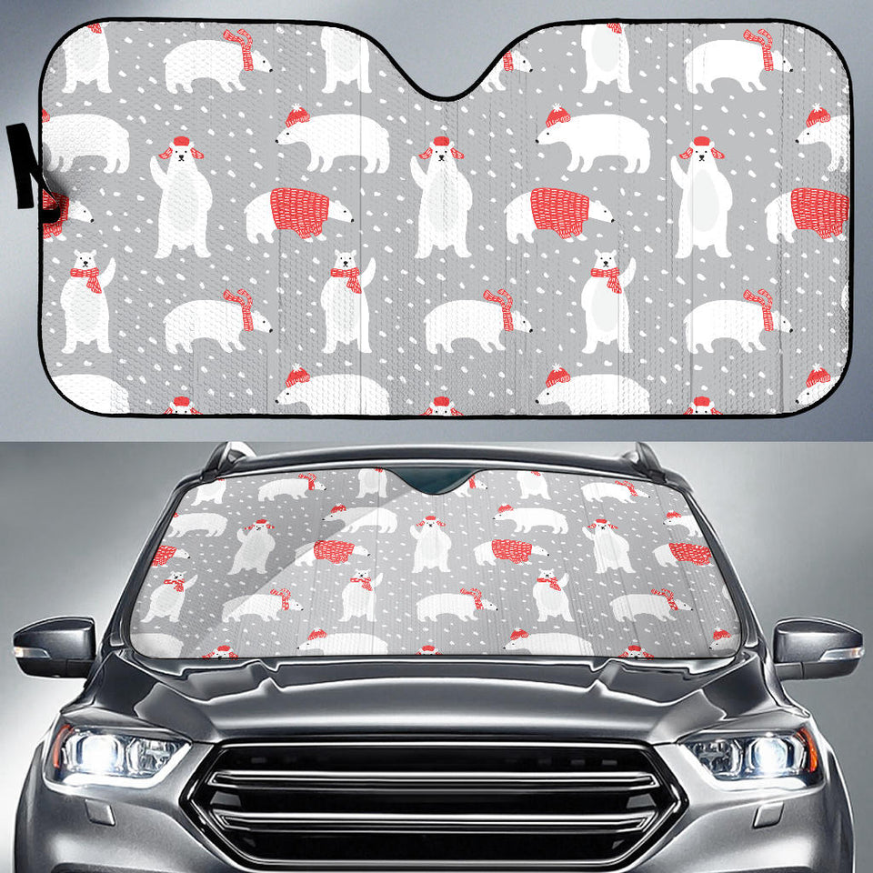 Cute Polar Bear Christmas Snow Pattern Car Sun Shade