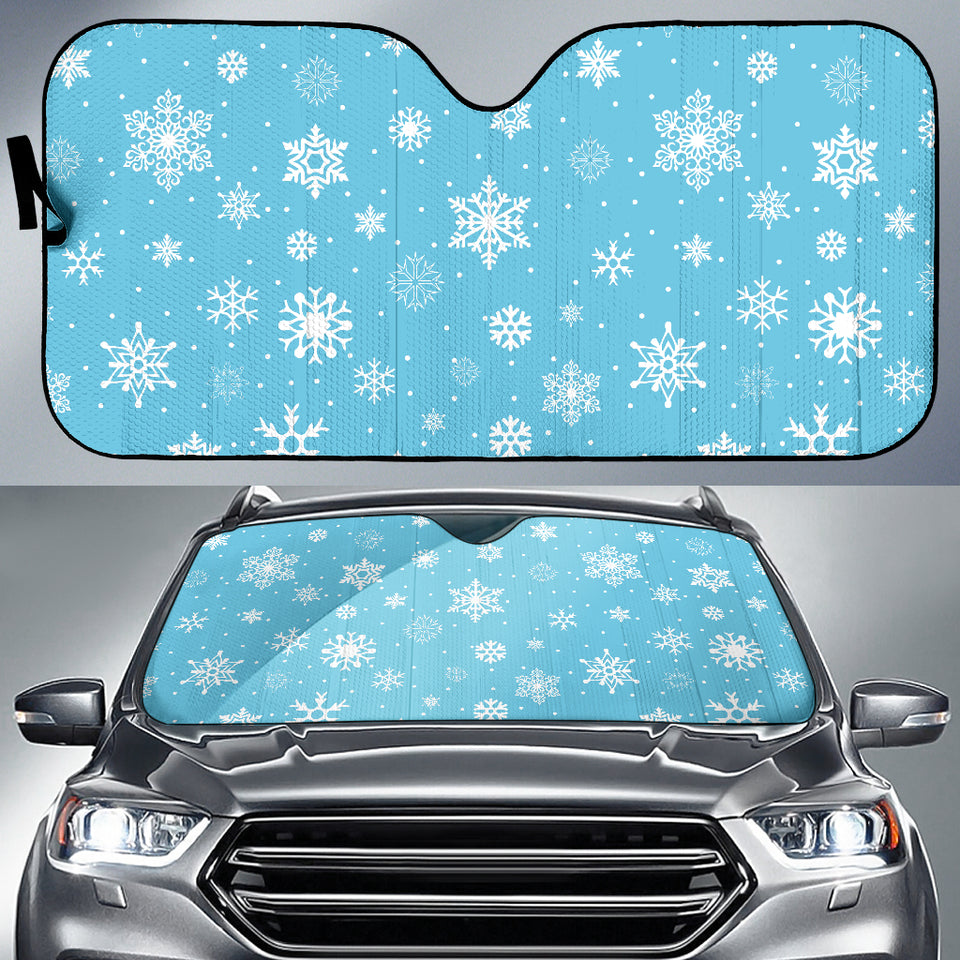 Snowflake Pattern Blue Background Car Sun Shade