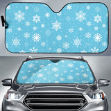 Snowflake Pattern Blue Background Car Sun Shade