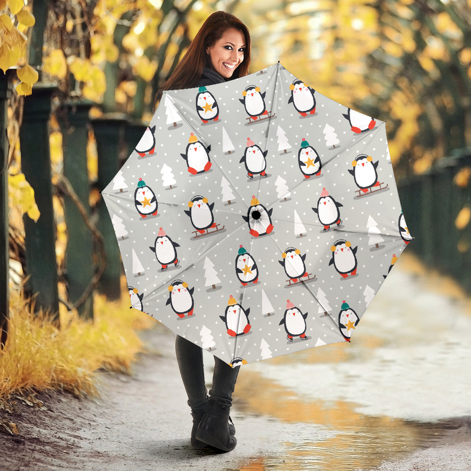 Cute Penguin Christmas Pattern Umbrella