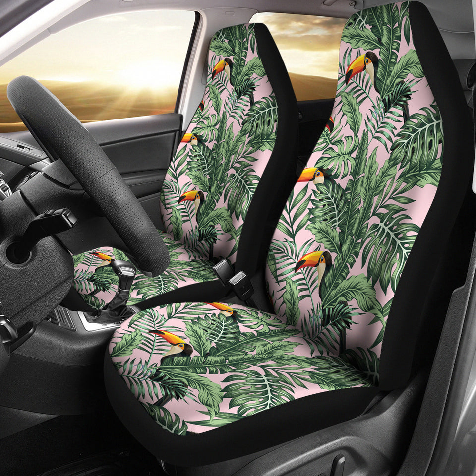 Toucan Tropical Green Jungle Palm Pattern  Universal Fit Car Seat Covers