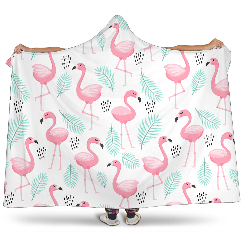 Cute Flamingo Pattern Hooded Blanket