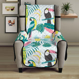 Cute parrot toucan flamingo cactus exotic leaves pattern Chair Cover Protector