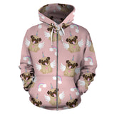 Cute Unicorn Pug Pattern Zip Up Hoodie