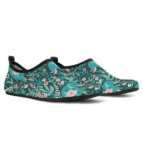 Elephants Jungle Pattern Aqua Shoes