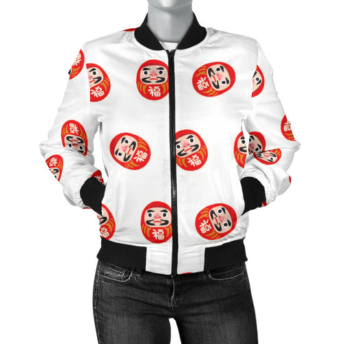Daruma Japanese Wooden Doll Pattern Women'S Bomber Jacket