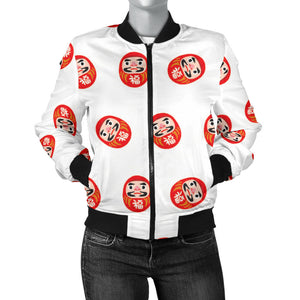 Daruma Japanese Wooden Doll Pattern Women'S Bomber Jacket