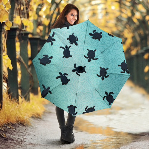 Sea Turtle With Blue Ocean Backgroud Umbrella