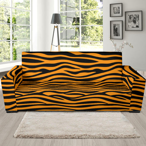 Bengal Tigers Skin Print Pattern Background Sofa Slipcover