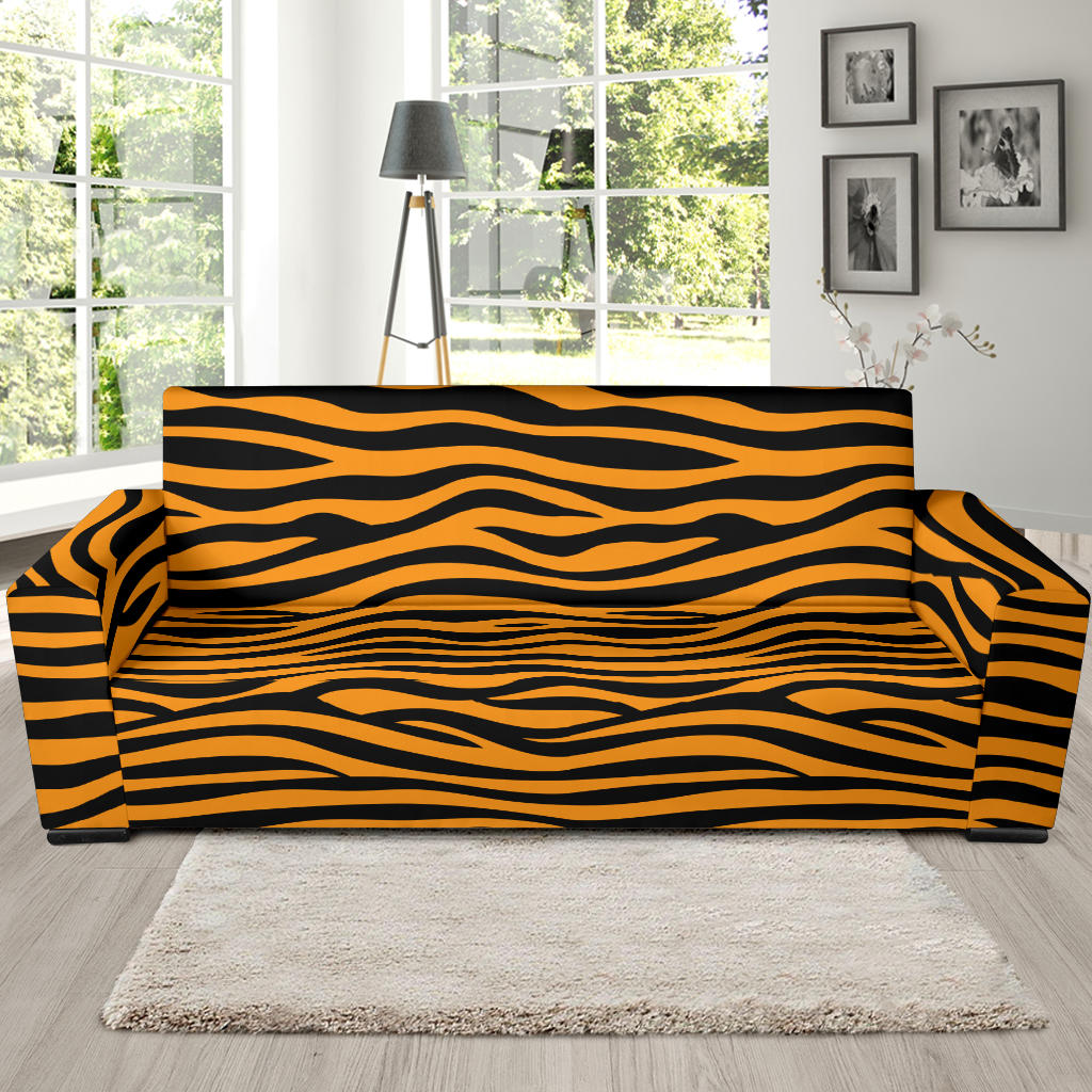 Bengal Tigers Skin Print Pattern Background Sofa Slipcover