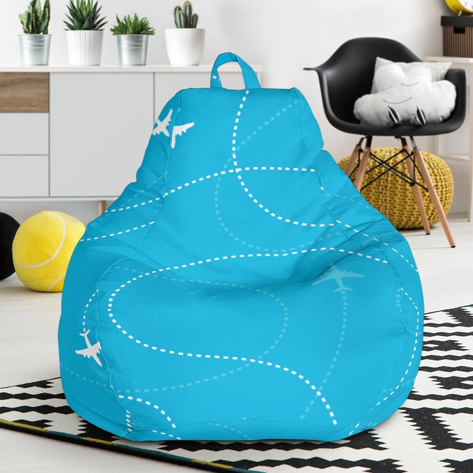 Airplane Destinations Blue Background Bean Bag Cover