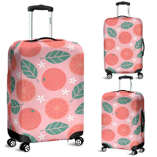 Grapefruit Leaves Flower Pink Background Luggage Covers