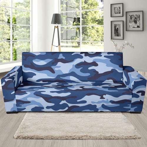 Blue Camo Camouflage Pattern Sofa Slipcover