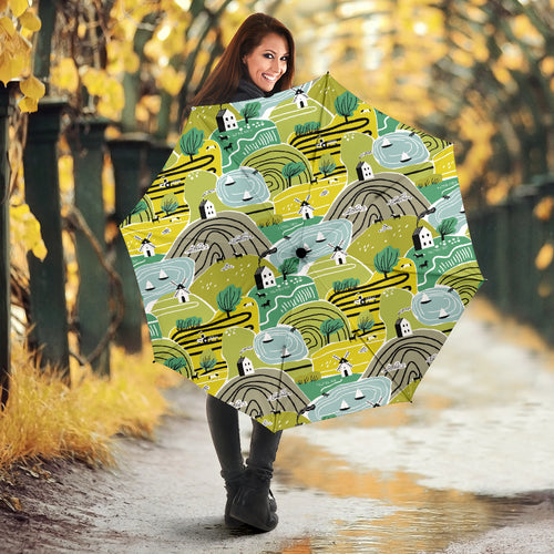 Hand Drawn Windmill Pattern Umbrella