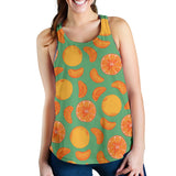 orange fruit pattern green background Women Racerback Tank Top