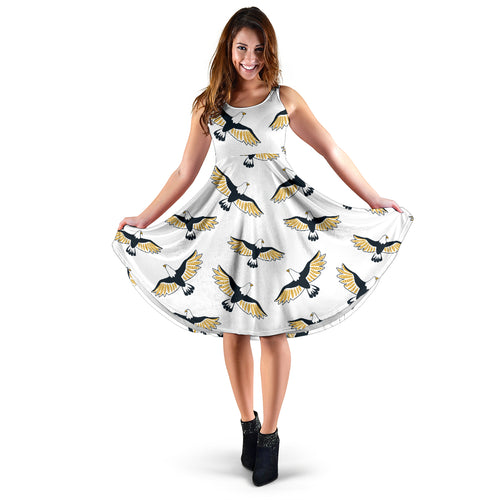 Eagle Pattern Print Design 03 Sleeveless Midi Dress