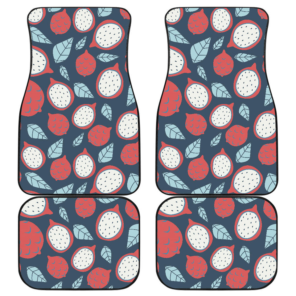 Dragon Fruits Dark Blue Background Front And Back Car Mats
