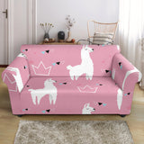 Llama Alpaca Pink Background Loveseat Couch Slipcover