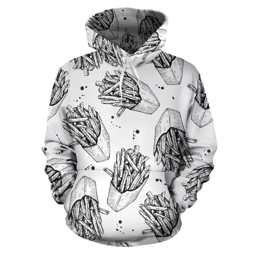 Hand Drawn French Fries Pattern Men Women Pullover Hoodie