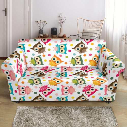 Color Cute Owl Pattern Loveseat Couch Slipcover