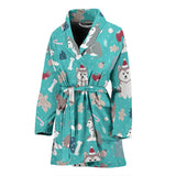 Christmas Cute Siberian Husky Puppie Pattern Women'S Bathrobe